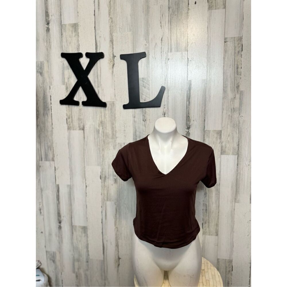 Brown v neck top